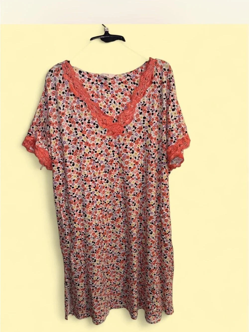 Secret Treasures Coral, Purple & Yellow Floral Sleepshirt